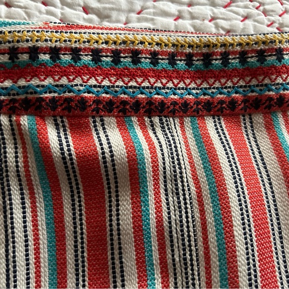 Anthropologie Maeve Sophy Embroidered-Waist Striped A-Line Skirt Size 16 - Picture 6 of 11